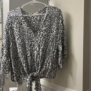 Dainty hooligan cheetah print front tie shirt